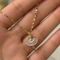 Gold Ballerina Necklace, Crystal Tutu Dancer Pendant with Crown, Dainty Adjustable Chain, Ballet Gift for Her