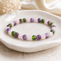 Rose Quartz Amethyst Moldavite Bracelet, 4mm Gemstone Stretch Bracelet, Spiritual Crystal Jewelry, Gift for Her