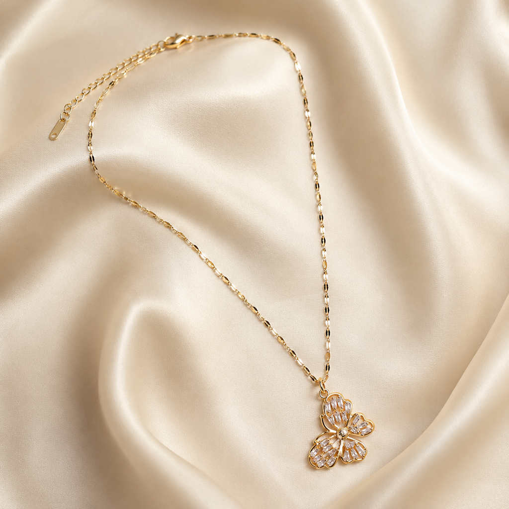Gold Butterfly Necklace, Sparkling Crystal Pendant, 18 Inch Adjustable Chain, Delicate Jewelry Gift for Her
