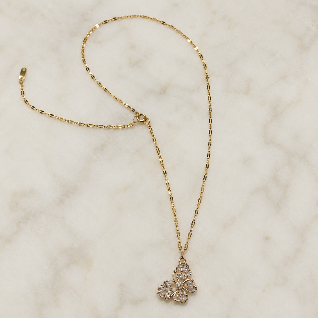 Gold Butterfly Necklace, Sparkling Crystal Pendant, 18 Inch Adjustable Chain, Delicate Jewelry Gift for Her