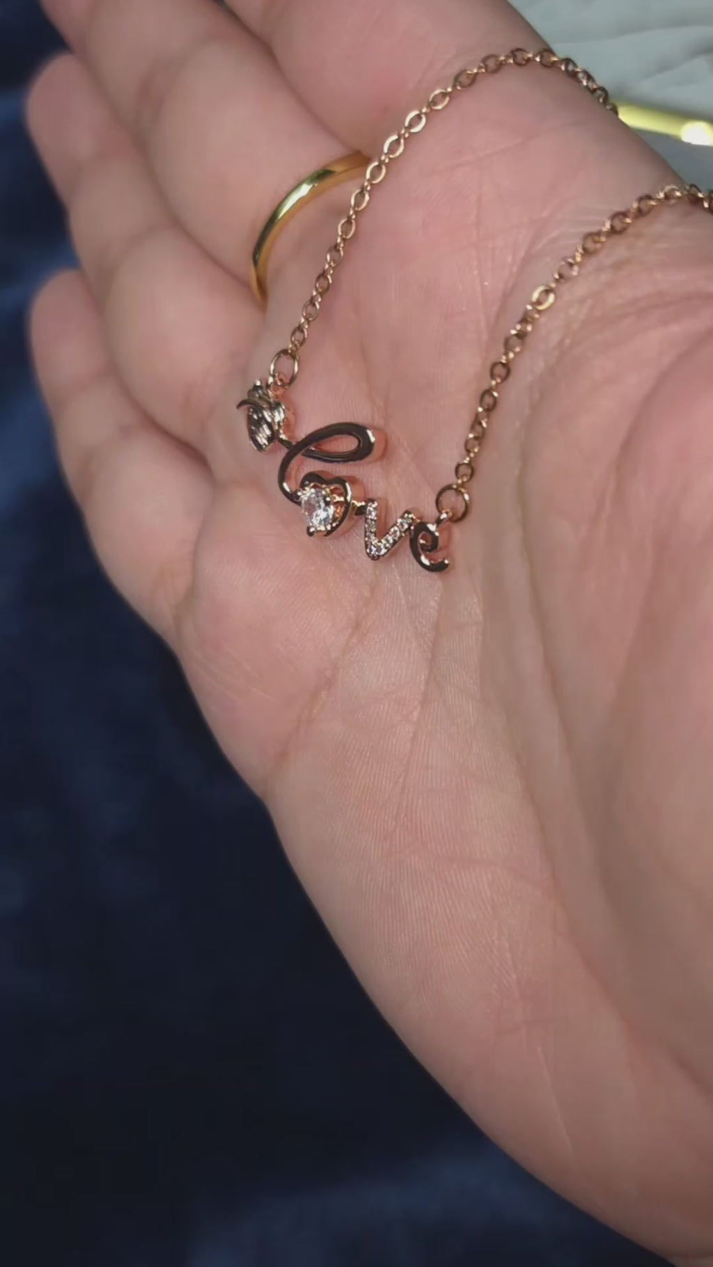 Rose Gold Love Necklace, Strawberry Charm and Clear CZ Pendant, 18 Inch Adjustable Stainless Steel Gift for Her